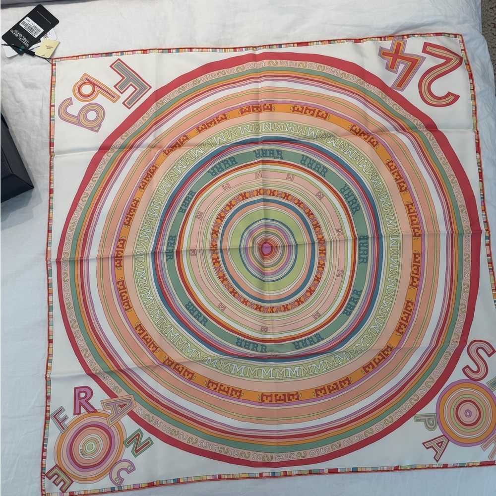 Hermès Multicolor Striped Silk Scarf with Orange Box